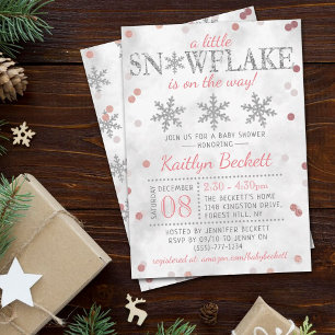 Little Snowflake Girls Winter Baby Shower Inbjudningar
