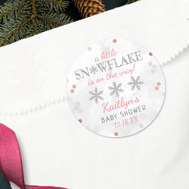 Little Snowflake Girls Winter Baby Shower Runt Klistermärke