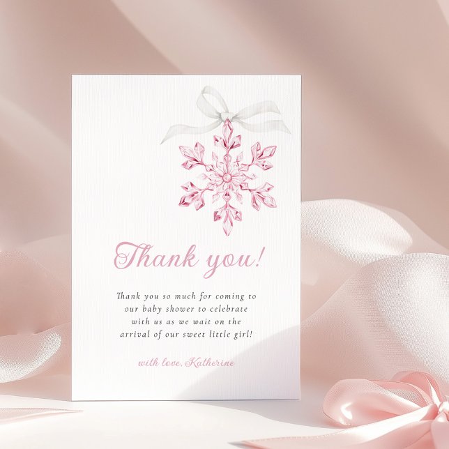 Little Snowflake Minimal Girl Baby Shower Tack Kort (Skapare uppladdad)