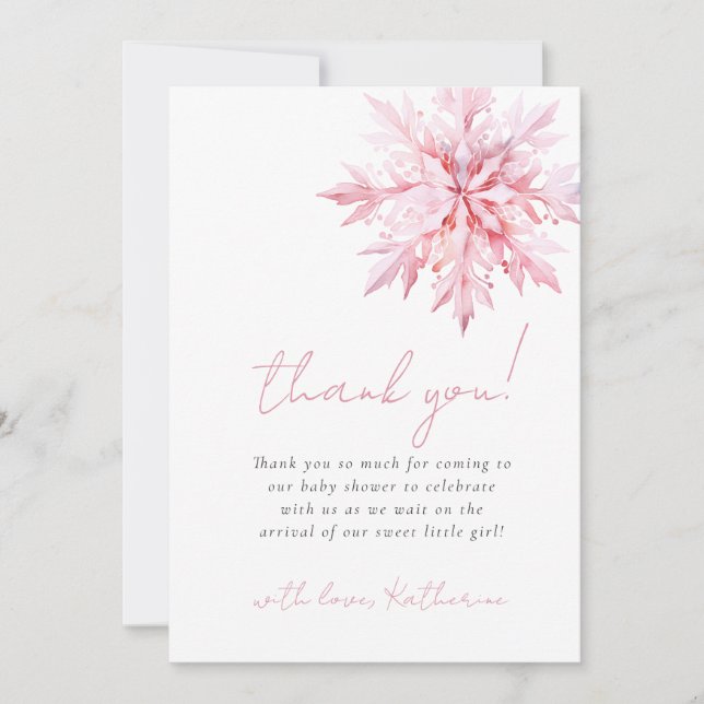 Little Snowflake Minimal Girl Baby Shower Tack Kort (Framsida)
