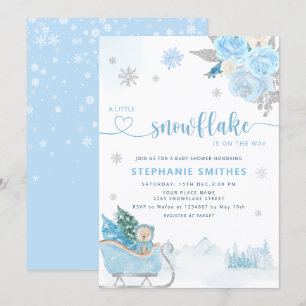 Little Snowflake Nalle Winter Baby Shower Boy Inbjudningar