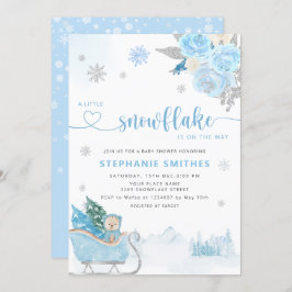 Little Snowflake Nalle Winter Baby Shower Boy Inbjudningar