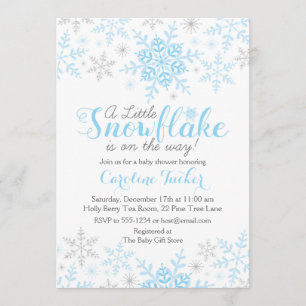 Little Snowflake Pojke Shower Blue Silver Inbjudningar