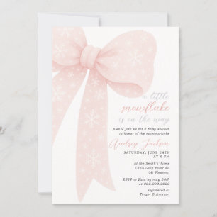 Little Snowflake Rosa Coquette Bow Baby Shower Inbjudningar