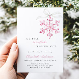 Little Snowflake Rosa Girl Baby Shower Inbjudningar