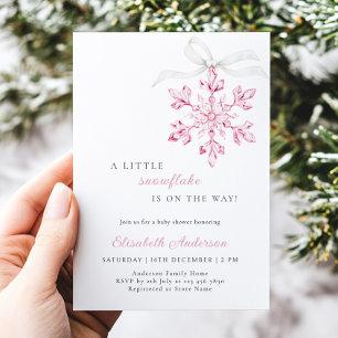 Little Snowflake Rosa Girl Baby Shower Inbjudningar