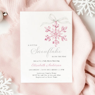 Little Snowflake Rosa Girl Baby Shower Inbjudningar