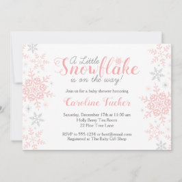 Little Snowflake Rosa Silver Glitter Baby Shower Inbjudningar