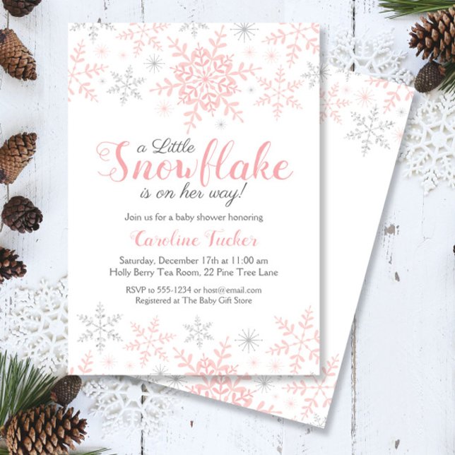 Little Snowflake Rosa Silver Glitter Baby Shower Inbjudningar (Skapare uppladdad)