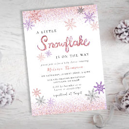 Little Snowflake Rosa Winter Girl Baby Shower Inbjudningar