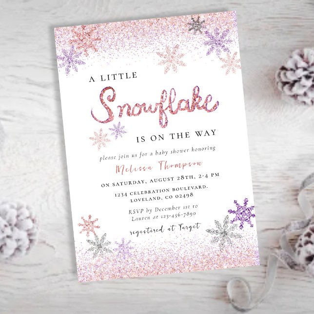 Little Snowflake Rosa Winter Girl Baby Shower Inbjudningar (Skapare uppladdad)