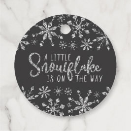 Little Snowflake Silver Glitter Baby Shower Gåvor Etiketter