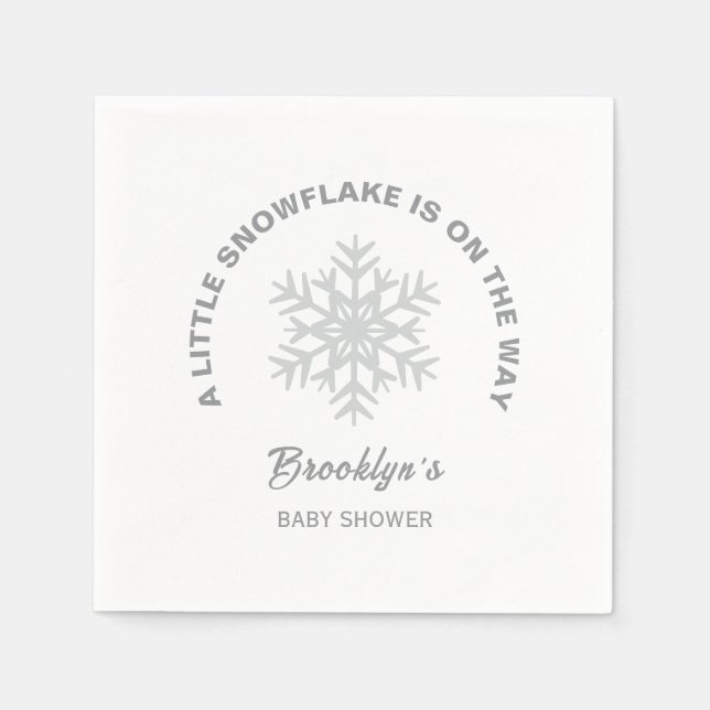 Little Snowflake Winter Baby Shower Gender Neutral Pappersservett (Framsidan)