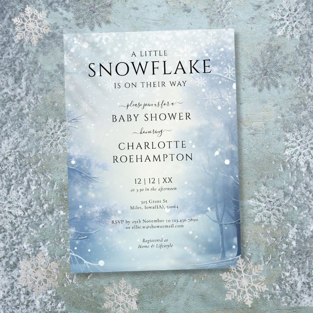 Little Snowflake Winter Baby Shower Inbjudningar (Little Snowflake Winter Baby Shower Invitation)