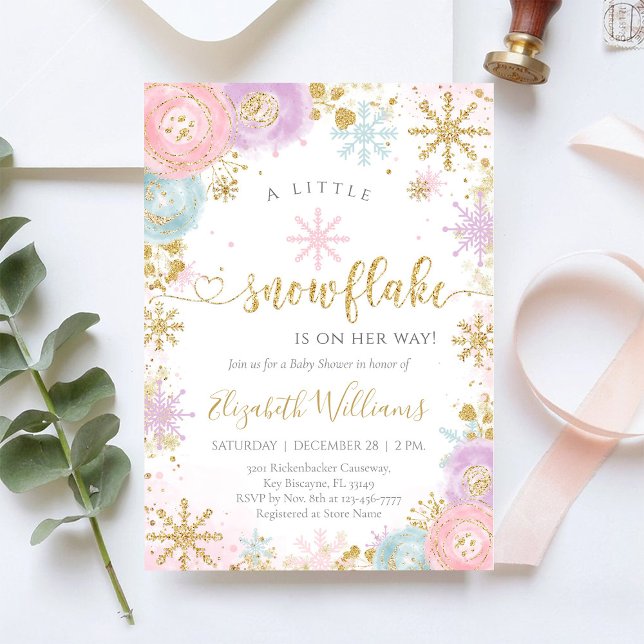 Little Snowflake Winter Baby Shower Invitation Inbjudningar (Skapare uppladdad)