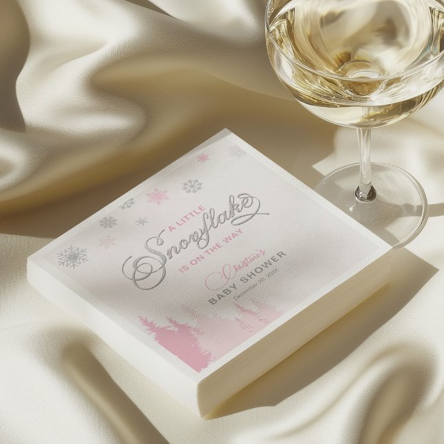 Little Snowflake Winter Baby Shower Napkins Pappersservett (Skapare uppladdad)