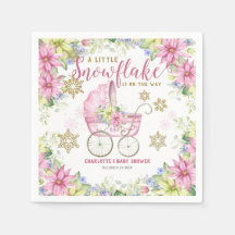 Little Snowflake Winter Blommigt Rosa Baby Shower