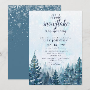 Little Snowflake Winter Forest Baby Shower Inbjudningar