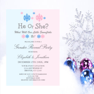 Little Snowflake Winter Gender Reveal Inbjudningar
