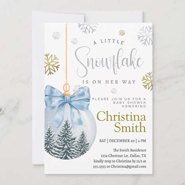 Little Snowflake Winter Wonderland Baby Boy Shower Inbjudningar (Framsida)