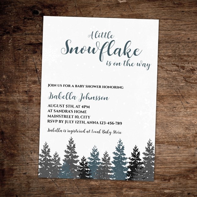 Little Snowflake Winter Wonderland Baby Shower Inbjudningar (little snowflake on the way winter wonderland  baby shower invitation gender neutral)