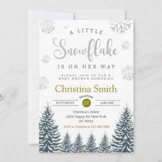 Little Snowflake Winter Wonderland Baby Shower Inbjudningar