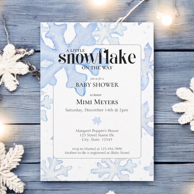 Little Snowflake Wintery Watercolor Baby Shower Inbjudningar (Skapare uppladdad)
