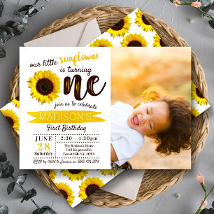 Little Solros 1st Birthday Photo Inbjudningar