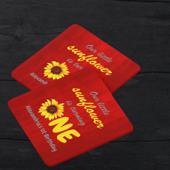 Little Solros 1st Birthday Underlägg Papper Kvadrat (Skapare uppladdad)