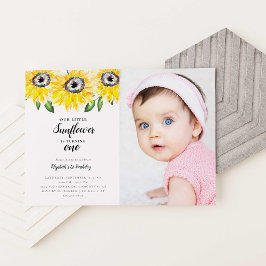 Little Solros First Birthday One Photo Elegant Inbjudningar