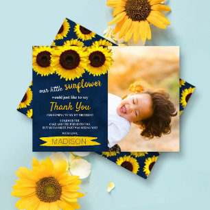 Little Solros Navy Blue Photo Birthday Tack Kort