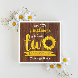 Little Solros Rustic Wood 2nd Birthday Pappersservett