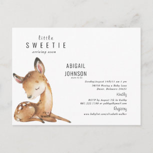 Little Sötnos Woodland Fawn White Baby Meddelande Vykort