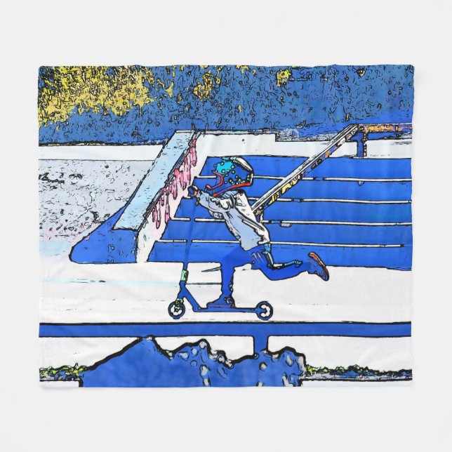 Little Speedster - Stunt Scooter Rider Fleecefilt (Framsidan (Horisontell))