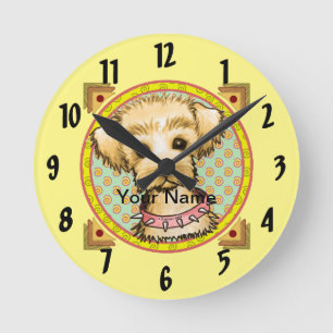 Little Spike Hund Clock Rund Klocka