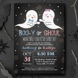 Little Spirit Halloween Spöken Gender Reveal Party Inbjudningar