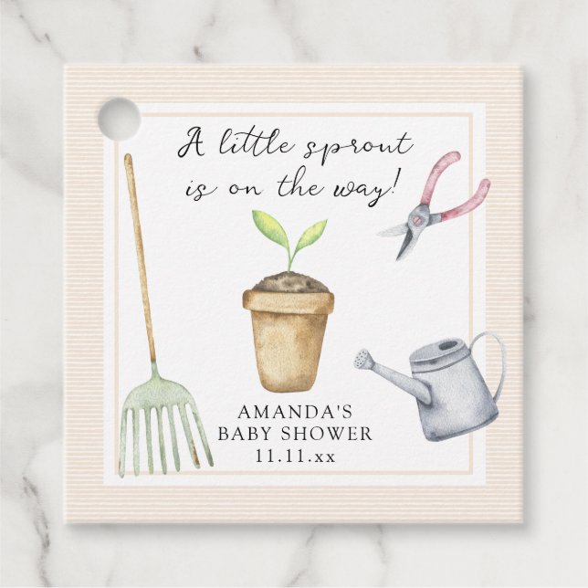 Little sprout babydusch gåvor etiketter (Framsida)