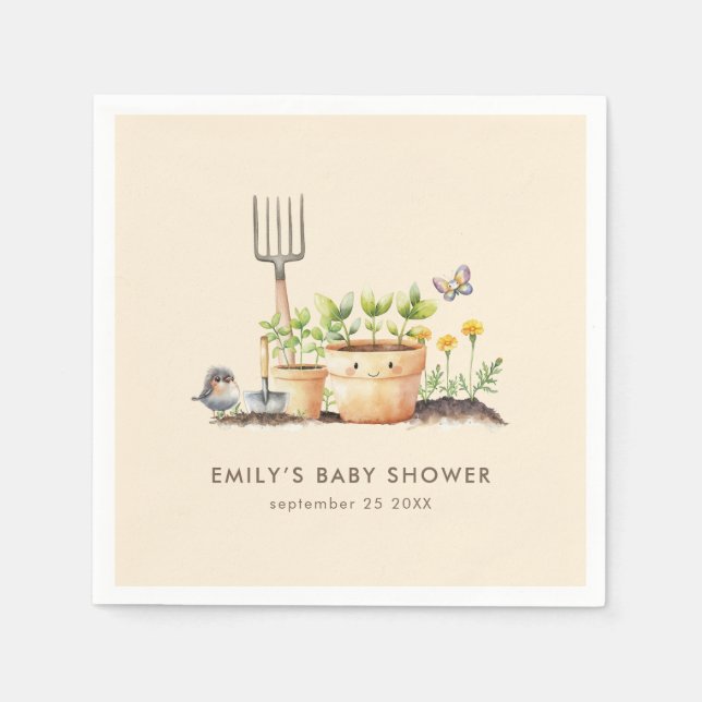 Little Sprout  Cream Baby Shower Pappersservett (Framsidan)