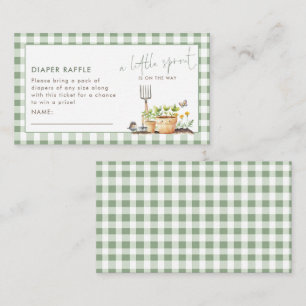 Little Sprout Diaper Raffle Gingham Baby Shower Tilläggskort