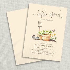 Little Sprout Garden Beige Baby Shower Inbjudningar