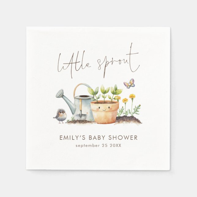 Little Sprout Gender Neutral Garden Baby Shower  Pappersservett (Framsidan)