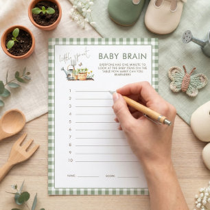 Little Sprout Gingham Baby Brain Shower Game-kort Inbjudningar