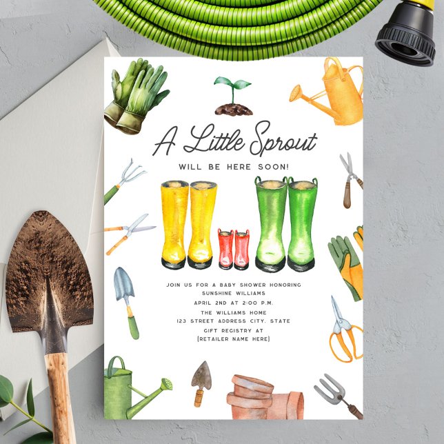 Little Sprout Red Rain Boots  Inbjudningar (Skapare uppladdad)