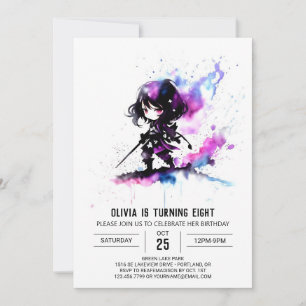 Little Spy Ninja Digital Girl Birthday Inbjudningar