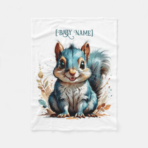 Little Squirrel Blue Personlig Fleecefilt