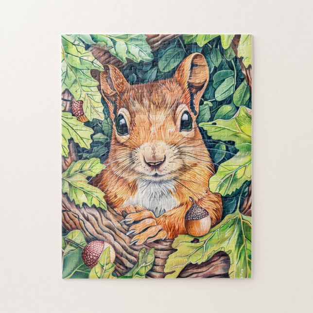 Little Squirrel i Oak Träd Pussel (Vertikal)