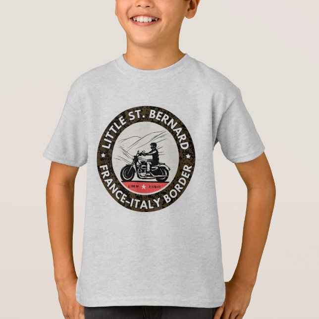Little St Bernard Pass fransk italien Alpine motob T Shirt (Framsida)