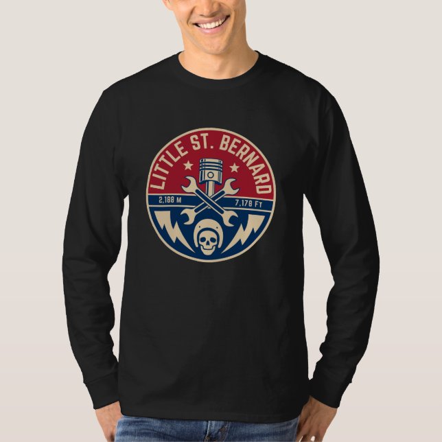 Little St Bernard Pass fransk italien Alpine motob T Shirt (Framsida)