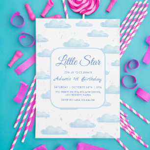 Little Star 1st Birthday Blue Cloud Inbjudningar