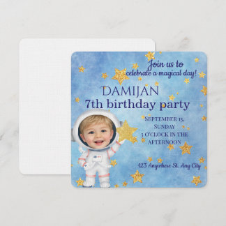 Little Star Astronaut Birthday Party Invitation Inbjudningar